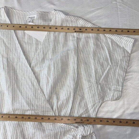NWT Hudson North Linen Blend Wrap Comfy Stylish Belted Stripe Linen Dress Sz 3XL - Picture 6 of 16